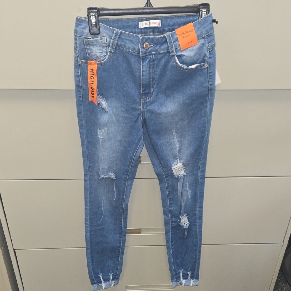 Women's High Rise Distressed Denim Jeans